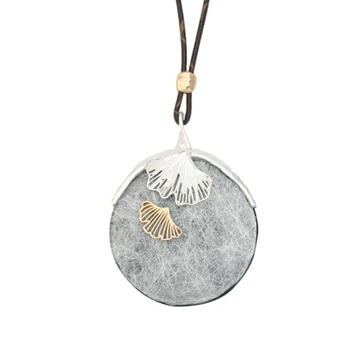 Bijoux vintage mixte avec grand collier en pierre ronde et pendentif chaîne rétro
