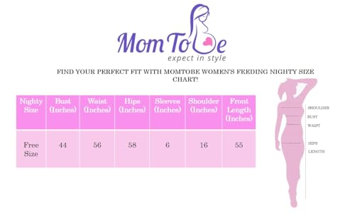 Image of MomToBe Women's Cotton Maxi Maternity Nighty /Feeding Nighty /Pregnancy Night Gown /A-Line Nursing Nighty with Zippers for Nursing Pre and Post Pregnancy