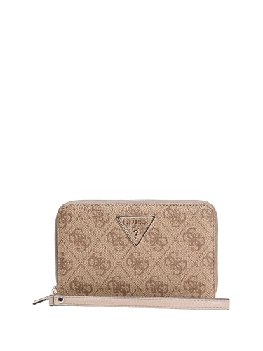 Porte-monnaie GUESS Laurel II double zip portefeuille beige logo latte