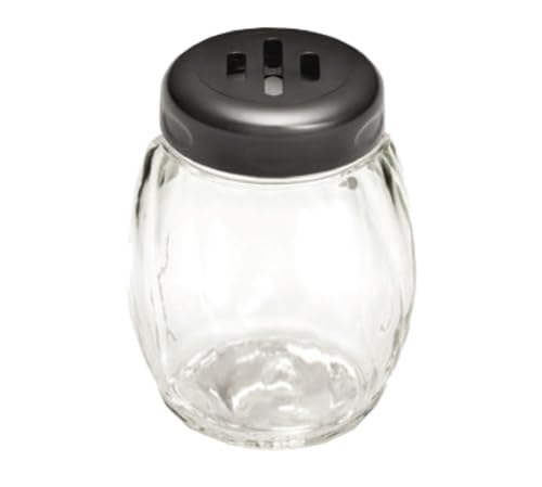 TableCraft P260SLBK Shaker, 6 oz., Swirl, Black Slotted Plastic top, Dishwasher Safe, Clear Plastic Shaker, BPA Free (fits Rack Model Numbers 260R, 260RBK and 406-3R), 12 Each per case