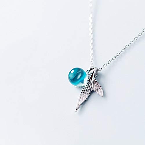 Colliers authentiques avec pendentif queue de sirène en cristal bleu - 2
