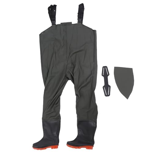 Cryfokt Wader Fishing Wading Pants Waterproof Men Hip Wader with Bootfoot Wading Belt PVC Flexible Bootfoot Chest Wader for Fishing Camping (Green)