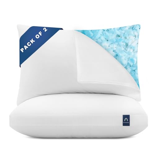 ACCURATEX Hybrid zerkleinertes Memory Foam Kopfkissen 2er Set, Kissen mit Mikrofaser Füllung & abnehmbarem Bezug, höhenverstellbares Bettkissen für Rücken, Bauchschläfer, waschbar, 40x80 cm, weiß