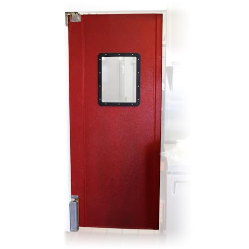 Image of 36 inch x 84 inch Pro Tuff Red Single Panel Commercial Restaurant Kitchen Swinging Traffic Door, Kitchen Swing Restaurant Door from Discount Commercial Doors
