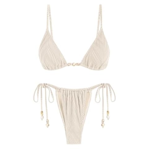 Seamoly Women's Adjustable Ribbed Bikini Set Cover