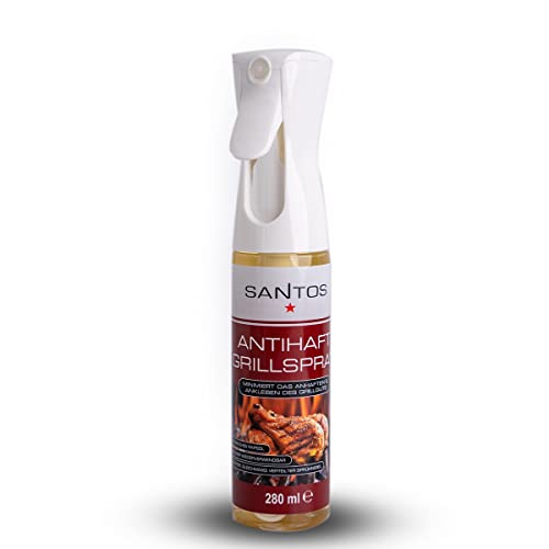 SANTOS Multi-Funktionales BBQ Grillspray 280 ml - Rostschutz, Pflege, Antihaft-Beschichtung - 100% natürliche Inhaltsstoffe, geschmacksneutral