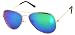 Clasic Aviator Style Sunglasses Brown-Blue Colored Lens Silver Color Metal Frame