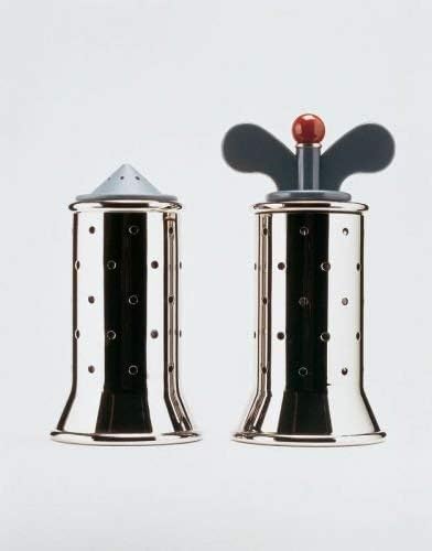 Alessi 9098 B Design Pepper Mill with Fins Stainless Steel and Thermoplastic Resin, Black