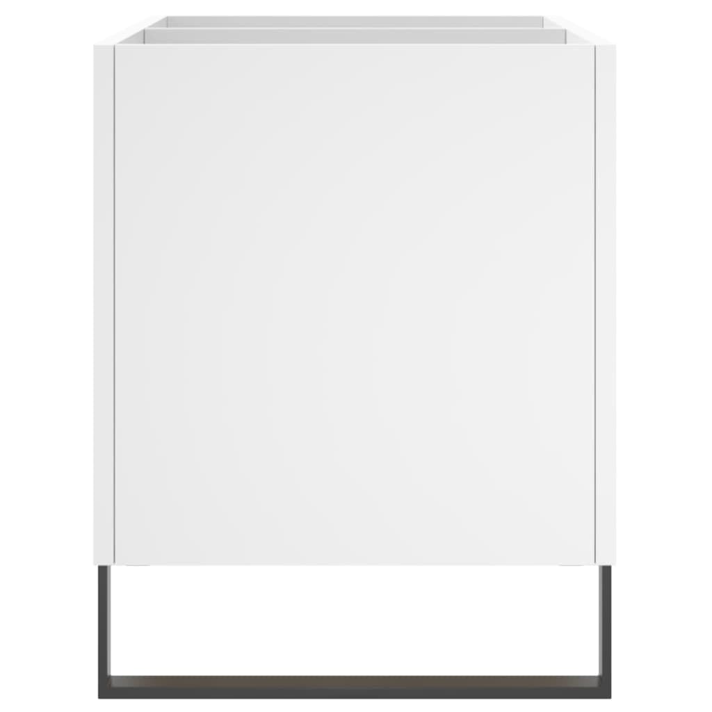 Szafka panelowa, biała, materiał drewnopochodny, żelazne nogi, 74,5 x 38 x 48 cm, winylowe płyty winylowe, do przechowywania płyt winylowych, ze stabilną płytą górną, do salonu, kina domowego