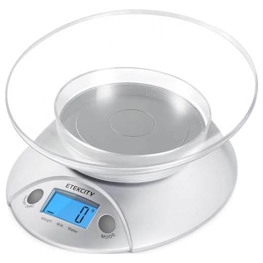 Etekcity Food Kitchen Scale With Bowl, Digital Ounces and Grams for Cooking, Baking, Meal Prep, Dieting, and Weight Loss, 11lb/5kg, Backlit Display