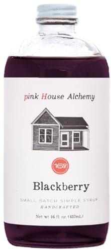 Image of Pink House Alchemy Blackberry Simple Syrup, 16 oz, Handcrafted, All-Natural | Mixer for Coffee, Cocktails, Soda, Lemonade, Tea & Baking, Gluten-Free, Non-GMO, Vegan, Small Batch