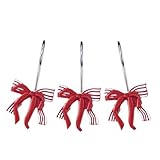 Aldopein 12PCS Cute Decorative Christmas Shower Curtain Hooks for Red Bow Festive Cheer Shower Curtains Hooks Metal Rustproof Boho Trendy Shower Curtain Rings Bathroom Decoration