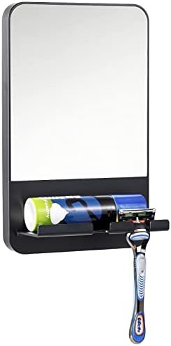 TAILI Shower Mirror Fogless with Razor Holder for Shaving, NO-Drilling & Removable Fogless Mirror for Shower with Suction, Shatterproof & Waterproof for Bathroom - Men and Women(Black)