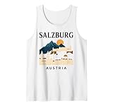 Salzburgo Austria Retro Alpino Viaje Ciudad Viaje Música austriaca Camiseta sin Mangas