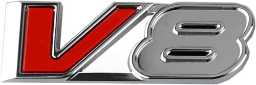 Image of 1x V8 Emblem 3D Badge Car Decal Nameplate Replacement for All Car Truck Canyon Colorad (Chrome /Red)