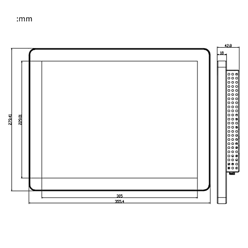 Image of GreenTouch 15 Inch Aluminum Frame Wall Touch Screen LCD Monitor Open Frame LCD Touch Panel - HDMI /VGA /DVI-1024 * 768 @60Hz
