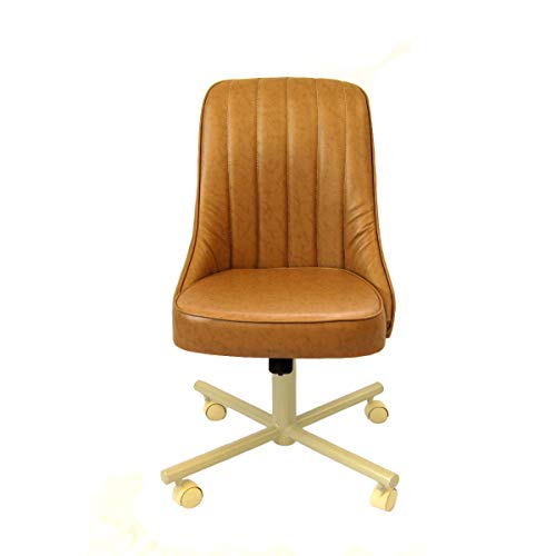 Caster Chair Company Casual Rolling Caster Dining Chair With Swivel Tilt And Buff Leatherette Seat And Back (Set Of 2) #TOP2