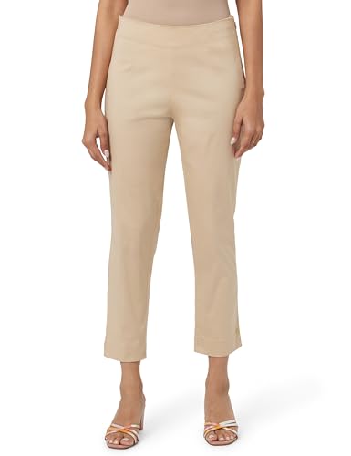 Image of BIBA Women Cotton Slim Solid Pants