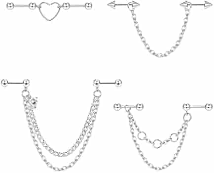 GALPADA 8pièces Boucles Oreilles Barbell Industriel Pour