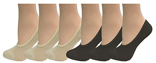 Badgley Mischka Luxury Microfiber Mesh Sports Liners With Silicone Tab, Nude/Black, One Size, Pack Of 6 #TOP5