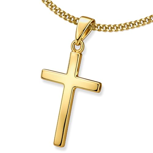 Croix de baptême en argent sterling doré avec son écrin cadeau pour une fête réussie