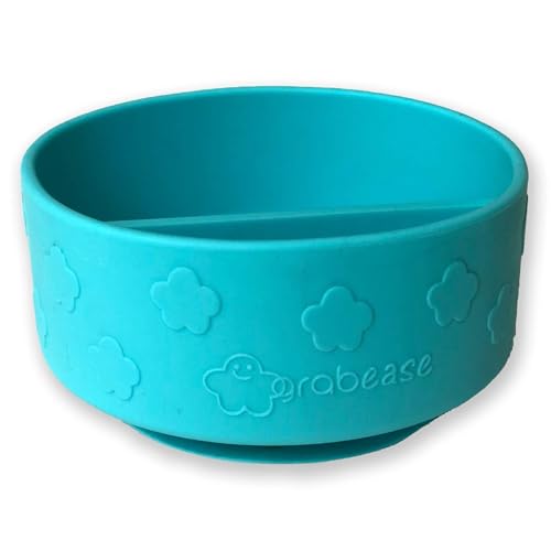 Image of grabease Baby Bowls Silicone Bowls for Toddler Baby Feeding Divided Bowl, Dishwasher and Sterilizer Safe, Teal