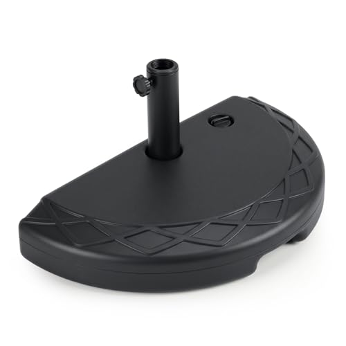 Giantex Half Round Patio Umbrella Base 44 lbs Fillable Half Umbrella Stand with 1.5-1.9 Pole Adapters & Tightening Knob Heavy Duty HDPE Water Sand Filled Base for Balcony Deck Porch
