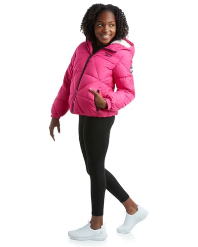 Image of Reebok Girls Heavyweight Quilted Cropped Puffer Parka with Sherpa Lining