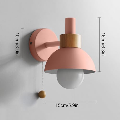 Lámpara de pared con interruptor de tirador y diseño moderno de 1 luz 5