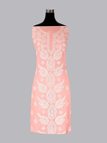 Image of Ada Hand Embroidered Lucknow Chikankari Unstitched Georgette Dress Material Suit Set for Women
