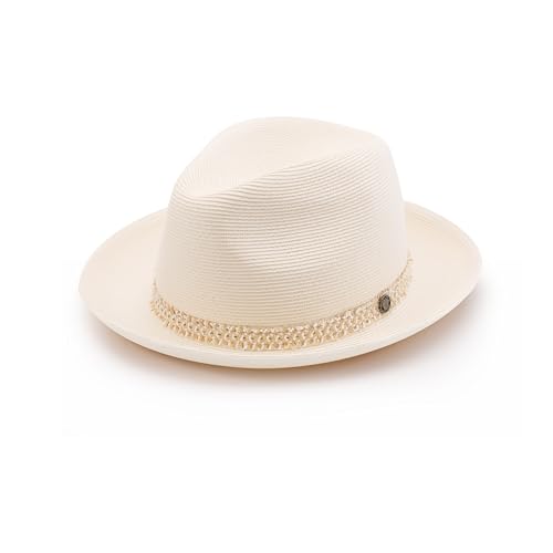 Pineapple&Star Genoa Fedora Bucket Sun Straw Beach Hat Fine Braid UPF50+ Unisex