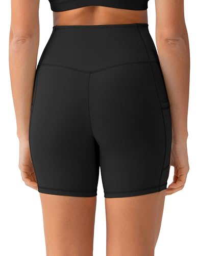 YUNOGA Womens High Waist Biker Shorts with Pockets 6"/8" Yoga Shorts Gym Workout Running Spandex Shorts4