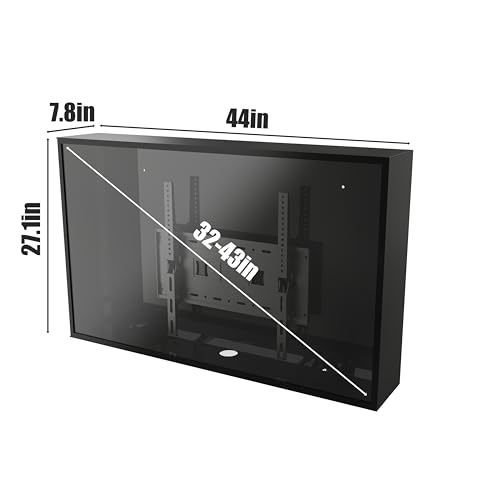 Image of MESAILUP Outdoor TV Cover,Weatherproof protection for Television,Hard and Durable, Acrylic Clear TV Enclosure for 32-43 inch Screens for Outside, with Universal TV Wall Mount Bracket Included.