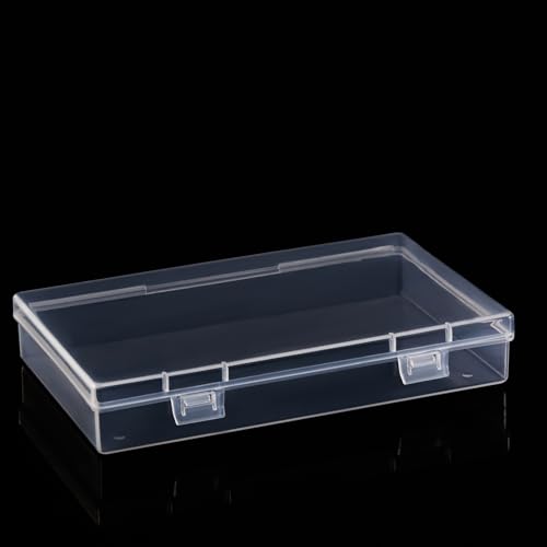 Image of Goodma 6 Pieces Rectangular Empty Mini Clear Plastic Organizer Box | 180 x 110 x 30 mm, Hinged Lids, For Small Items, Craft Projects