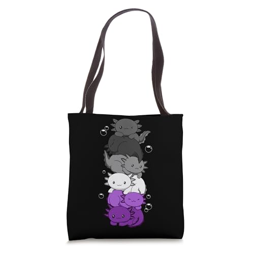 Asexual Pride Asexual Flag Kawaii Axolotl Pile LGBTQ Tote Bag