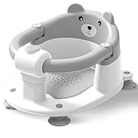 Baby Bath Seat for Babies 6 Months & Up, Toddler Bath Seats for Babies Sitting Up, Non-Slip Infant Bath Tub Chair with 4 Suction Cups & Soft Cushion for Shower, Compact Toddler Bathtub Seat, Gray