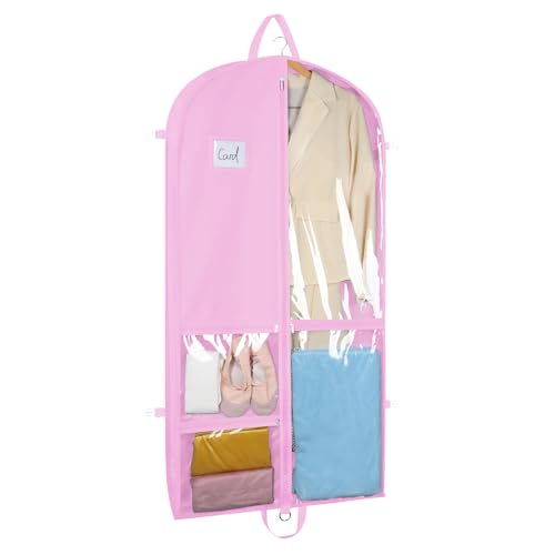 Zilink Clear Dance Costume Garment Bag for Teen Girls Breathable Dance Bags for Dancers and Teenagers with 5 Clear Zipper Pockets for Dance Competition Theatre Cheer Closet Storage