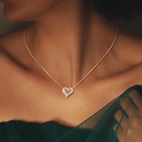 ROSEDANCE Heart Necklace for Women, 14K Gold Plated Dainty Heart Necklace, Tiny Love Symbol Pendant Choker, Minimalist Dainty Jewelry Gift, Valentines Day Anniversary Birthday2