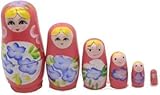 Farbe: Rosa Aries boutique Mittelgroße russische Puppen, Blumen, Rosen, dekorativ, handbemalt, Matroschka-Puppe, stapelbare Puppen, 6-teiliges Figurenset.