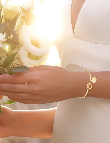 Image of Arletty Gold Initial Bracelets for Women - Adjustable Bangles Dainy Knot Cuff, Gold Letter Initial Jewelry for Women