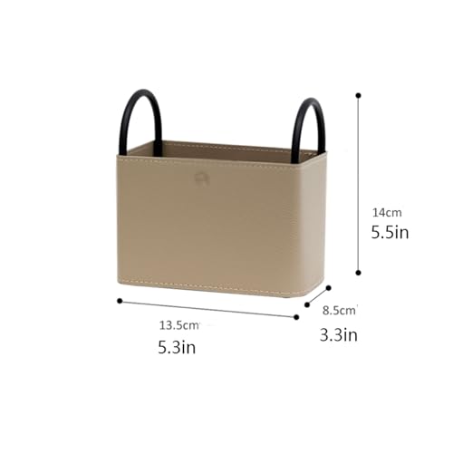 Porte-stylo rectangulaire fer et cuir avec poignée, pot de rangement bleu