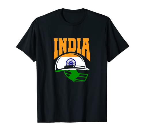 India Cricket Player Indian Cricket Team Helmet Flag T-Shirt