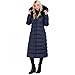 TAHARI Nellie Womens Removable Faux Fur Trim Long Down Coat Jacket Navy Size M