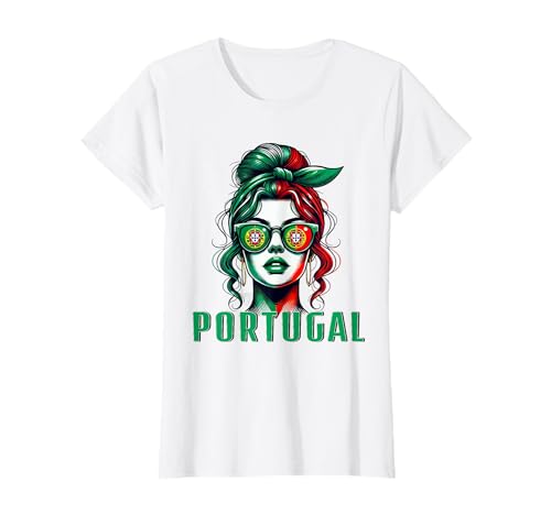 Portugal Femme Chignon Drapeau Portugaise Fier Pour Fille T-Shirt