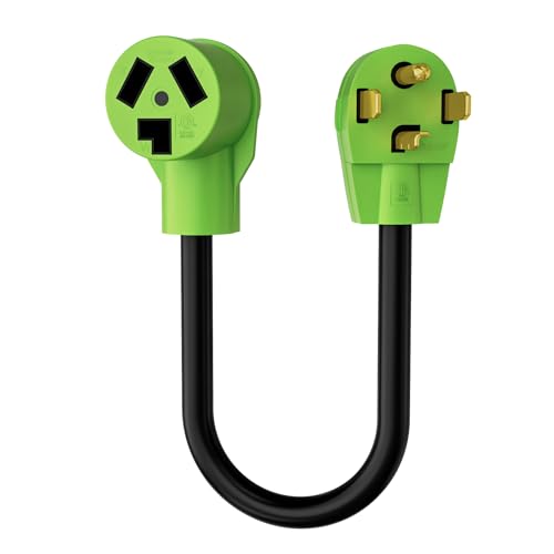 3 Prong to 4 Prong Dryer Plug Adapter, 3-Prong Old Dryer Plug to 4-Prong New Dryer Receptacle, NEMA 14-30P to 10-30R, 4P Dryer Outlet Adapter, 10AWG, STW, Green, 2FT