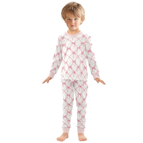 Cartoon Pajamas Set Pink Bow Plaid Pattern Long Sleeve PJs Cotton Jammies Sleepwear Top and Pants3