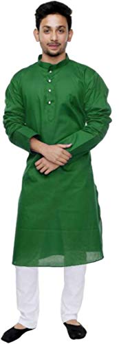 Image of Men's Cotton Blend Plain Kurta Comfortable and Stylish