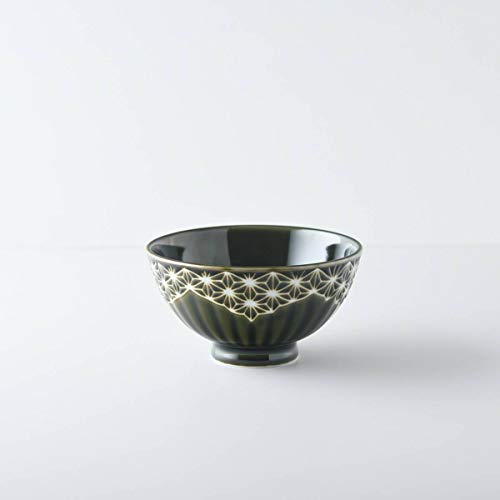 美濃焼 【うすかる】麻柄つなぎ 11cmごはん茶碗 オリーブ 軽量食器