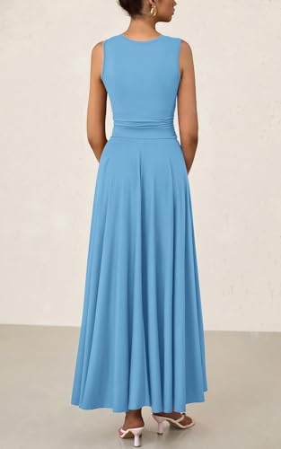 Image of PRETTYGARDEN Womens Summer Dresses 2026 Casual Sleeveless Crewneck Aline Maxi Dress Stretch Tank Flowy Long Dresses