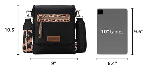 Image of Montana West Crossbody Bags for Women with Dual Compartments Western Cross Body Purse with Leopard Print Guitar Strap